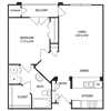 Traditional 1x1 729 SF